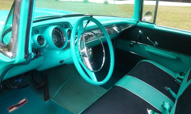 1957 Tropical Turquoise/India Ivory Chevrolet Bel Air/150/210 Two Door Hardtop