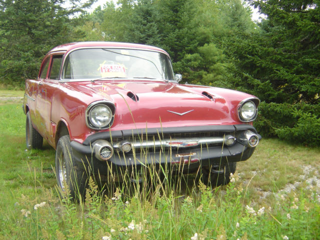 1957 Red Chevrolet Bel Air/150/210 Sedan