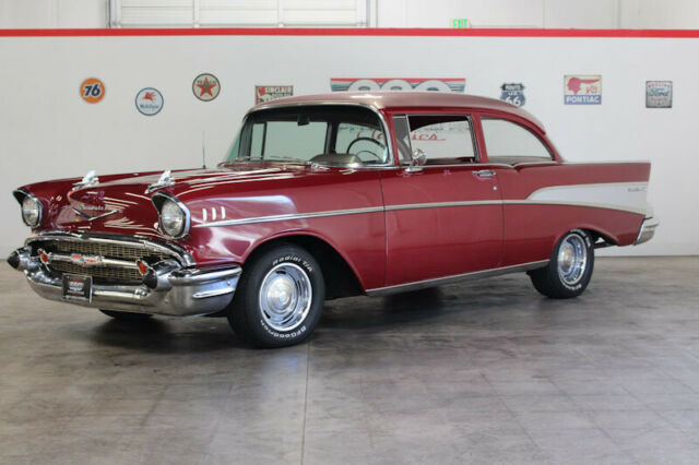 1957 Burgundy Chevrolet Bel Air/150/210 Sedan