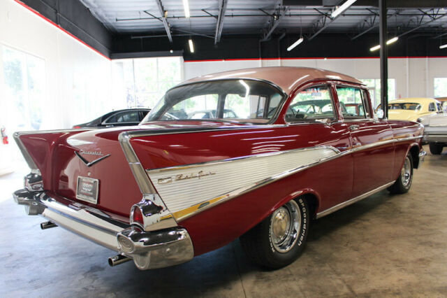 1957 Burgundy Chevrolet Bel Air/150/210 Sedan