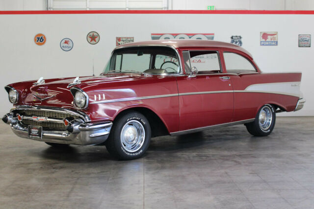 1957 Burgundy Chevrolet Bel Air/150/210 Sedan