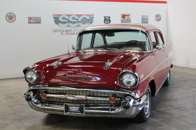 1957 Burgundy Chevrolet Bel Air/150/210 Sedan