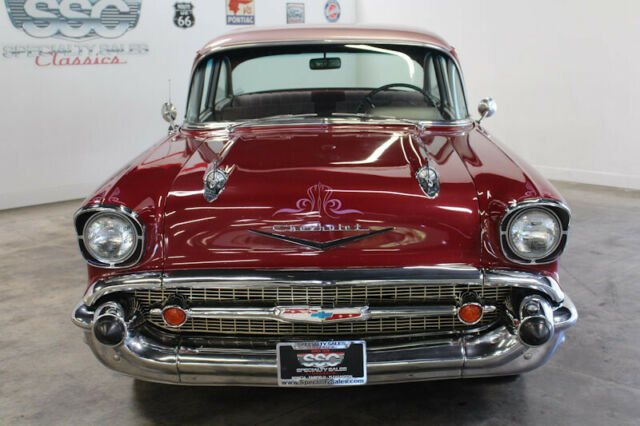 1957 Burgundy Chevrolet Bel Air/150/210 Sedan