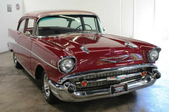1957 Burgundy Chevrolet Bel Air/150/210 Sedan