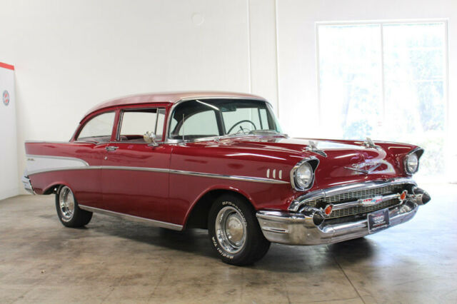 1957 Burgundy Chevrolet Bel Air/150/210 Sedan