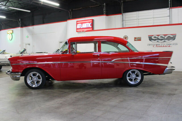 1957 Red Chevrolet Bel Air/150/210 Sedan