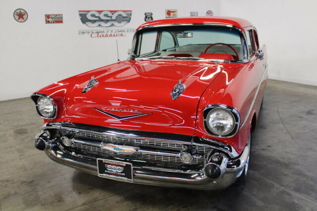 1957 Red Chevrolet Bel Air/150/210 Sedan