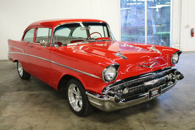 1957 Red Chevrolet Bel Air/150/210 Sedan