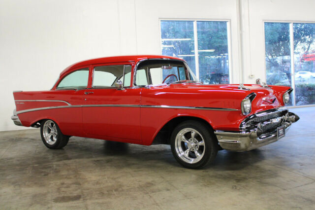 1957 Red Chevrolet Bel Air/150/210 Sedan