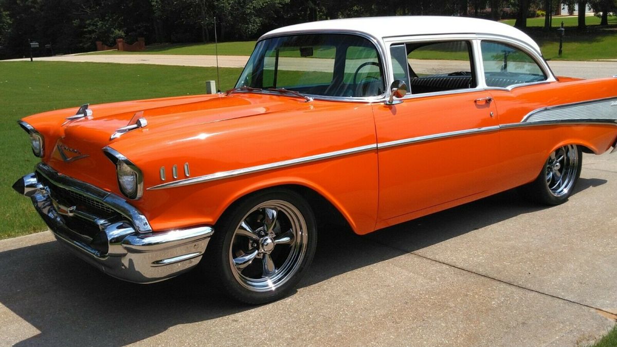1957 Orange Chevrolet Bel Air/150/210 Sedan