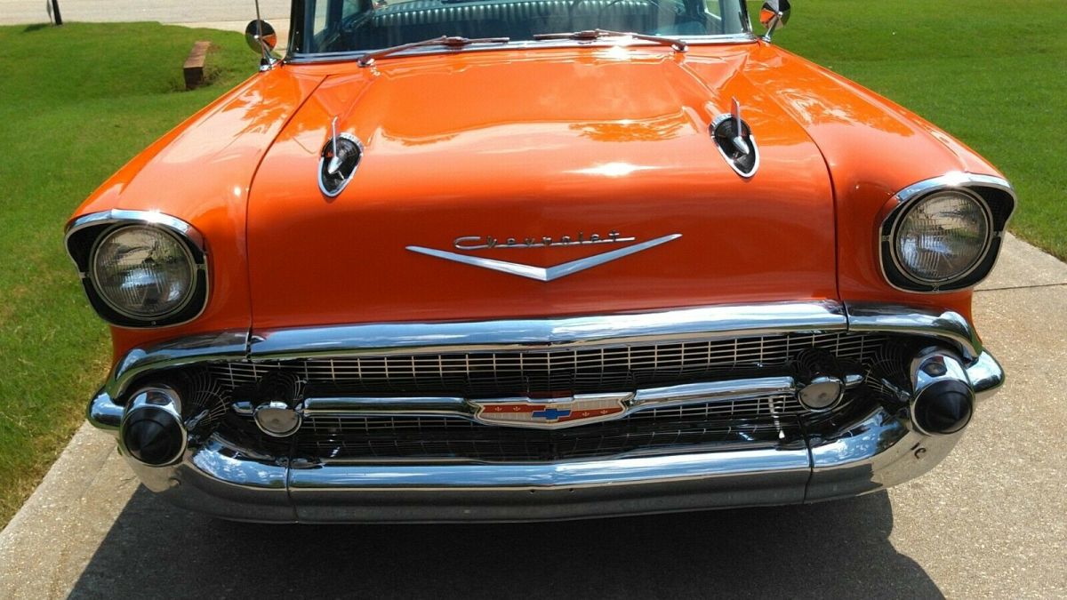 1957 Orange Chevrolet Bel Air/150/210 Sedan