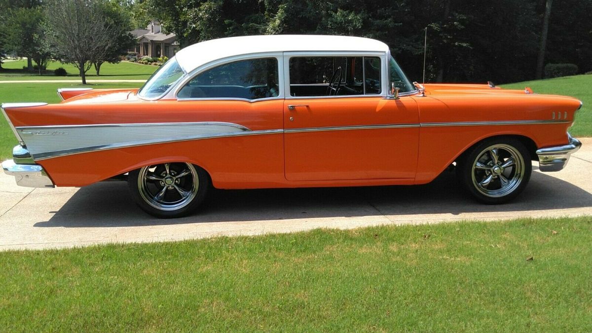 1957 Orange Chevrolet Bel Air/150/210 Sedan