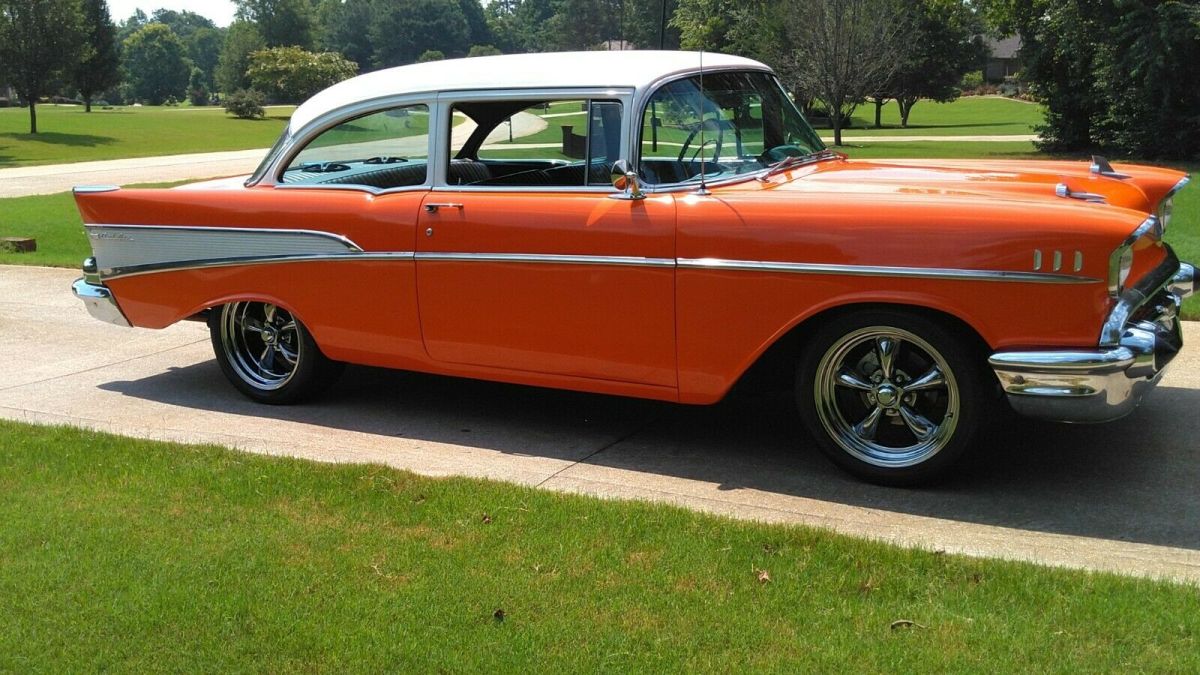 1957 Orange Chevrolet Bel Air/150/210 Sedan
