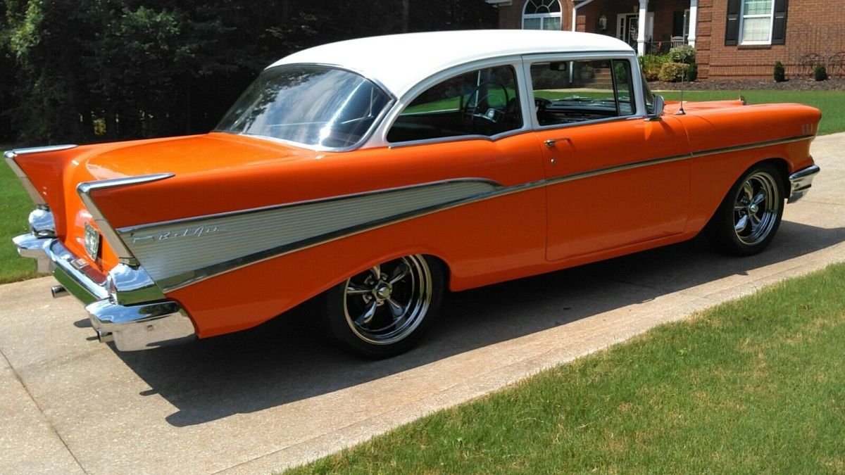 1957 Orange Chevrolet Bel Air/150/210 Sedan
