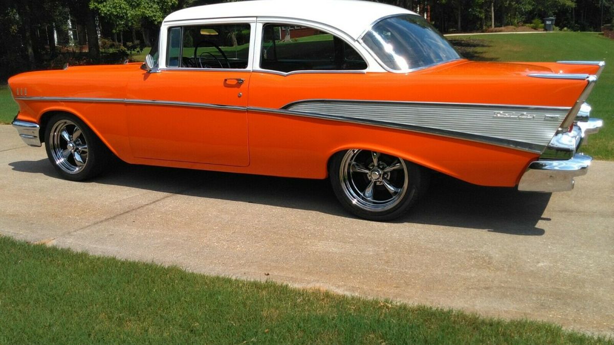 1957 Orange Chevrolet Bel Air/150/210 Sedan