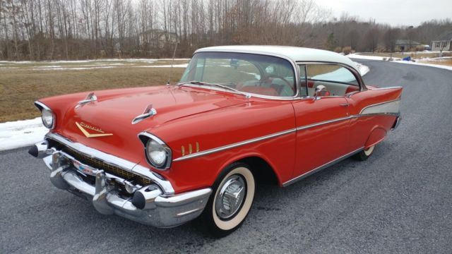 1957 Red Chevrolet Bel Air/150/210 Coupe