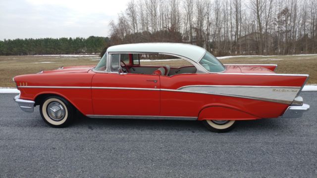 1957 Red Chevrolet Bel Air/150/210 Coupe