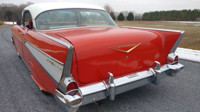 1957 Red Chevrolet Bel Air/150/210 Coupe