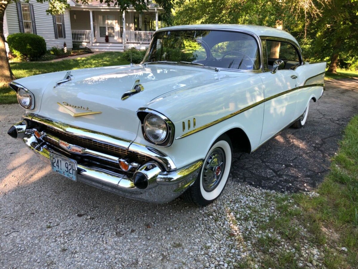 1957 White Chevrolet Bel Air/150/210 Coupe