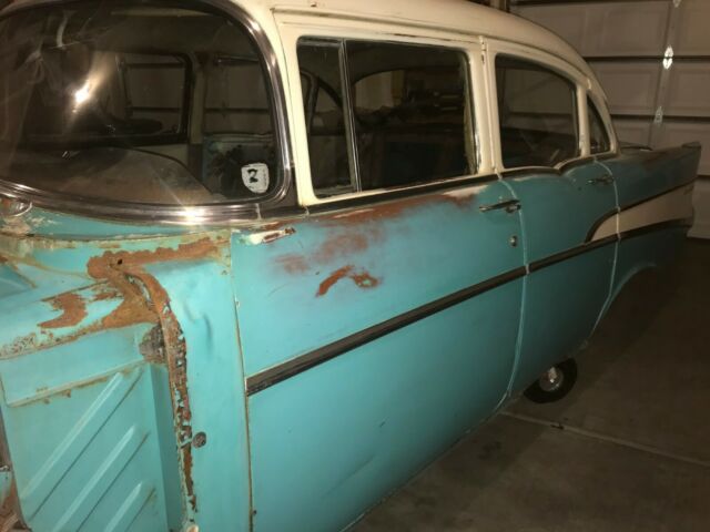 1957 Turquoise & White Chevrolet Bel Air/150/210 Sedan