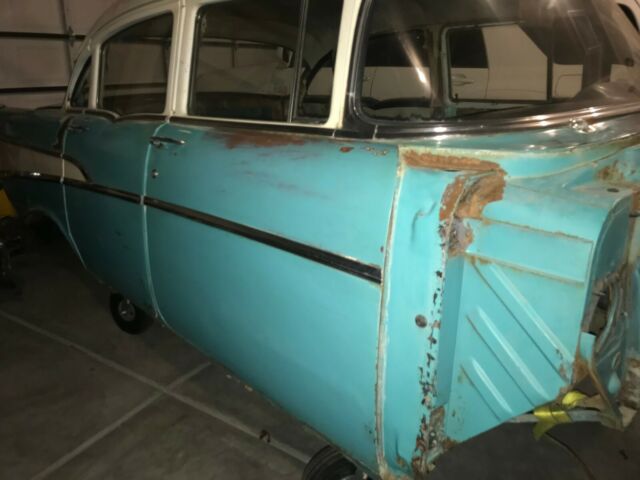 1957 Turquoise & White Chevrolet Bel Air/150/210 Sedan