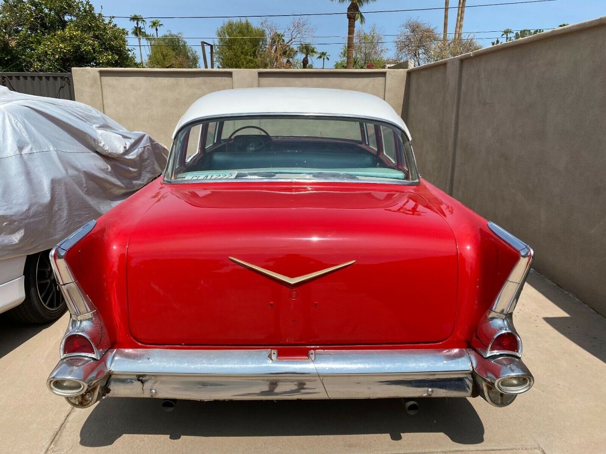 1957 Red Chevrolet Bel Air/150/210 Sedan