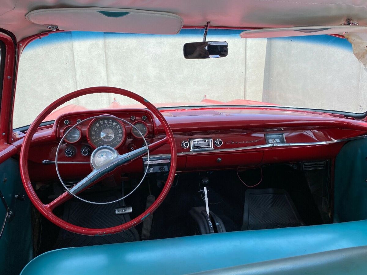 1957 Red Chevrolet Bel Air/150/210 Sedan