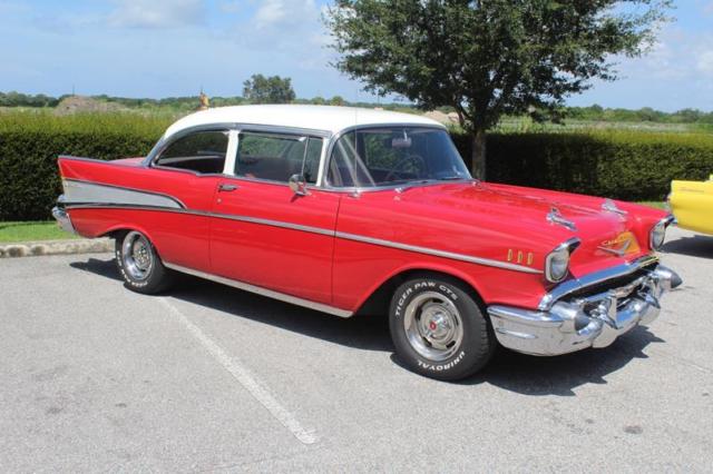 1957 Red Chevrolet Bel Air/150/210 Sedan