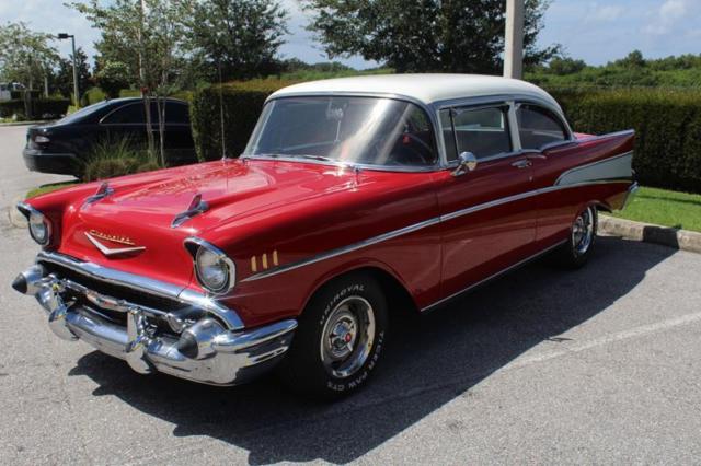 1957 Red Chevrolet Bel Air/150/210 Sedan