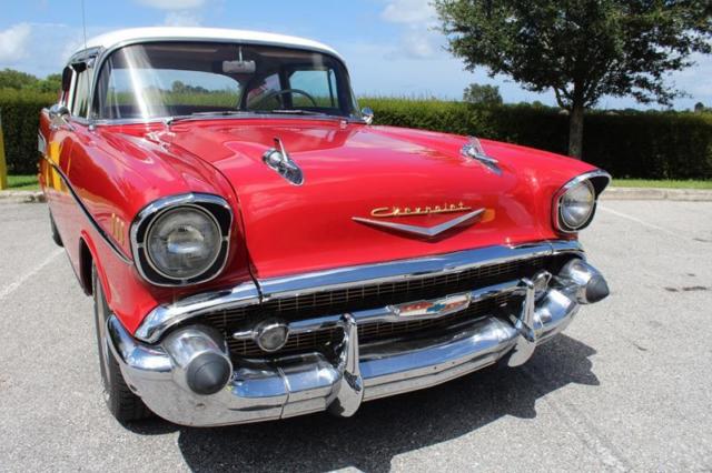 1957 Red Chevrolet Bel Air/150/210 Sedan