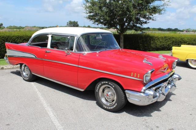 1957 Red Chevrolet Bel Air/150/210 Sedan