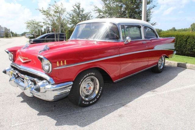 1957 Red Chevrolet Bel Air/150/210 Sedan