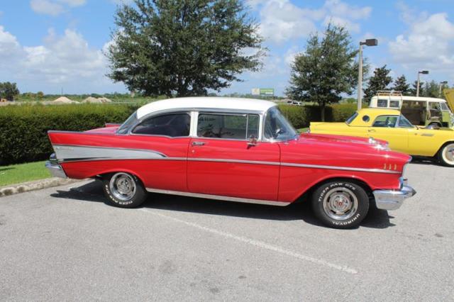 1957 Red Chevrolet Bel Air/150/210 Sedan