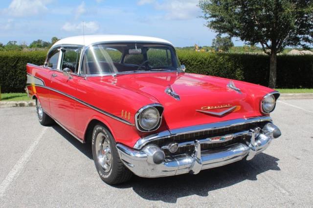 1957 Red Chevrolet Bel Air/150/210 Sedan