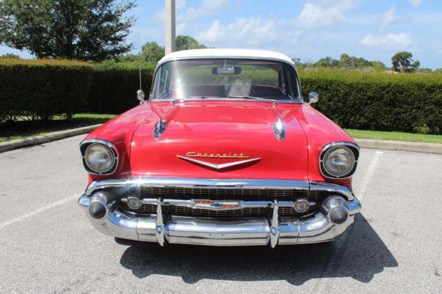 1957 Red Chevrolet Bel Air/150/210 Sedan