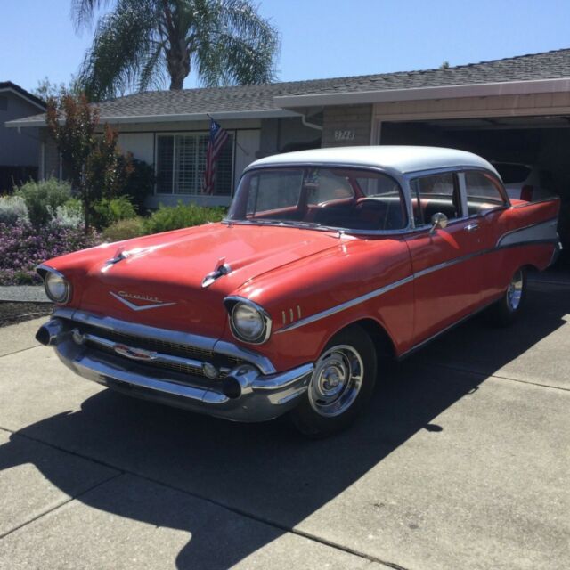 1957 Red/White Chevrolet Bel Air/150/210 Coupe