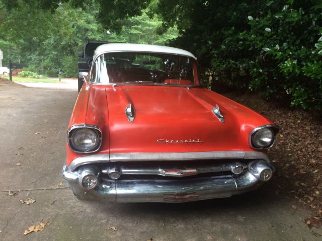 1957 Orange Chevrolet Bel Air/150/210 Sedan
