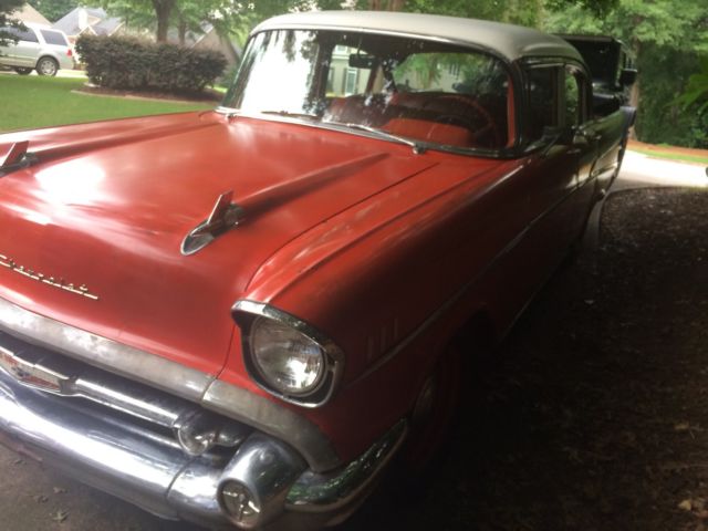 1957 Orange Chevrolet Bel Air/150/210 Sedan