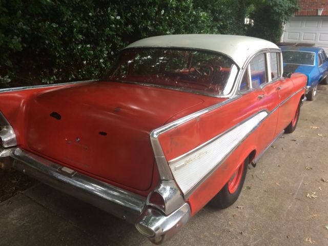 1957 Orange Chevrolet Bel Air/150/210 Sedan