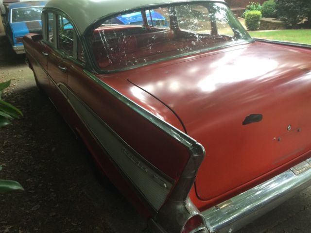 1957 Orange Chevrolet Bel Air/150/210 Sedan