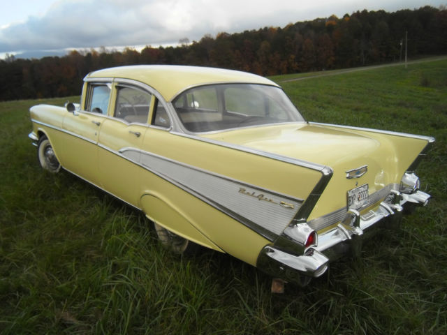 1957 Yellow Chevrolet Bel Air/150/210 Sedan