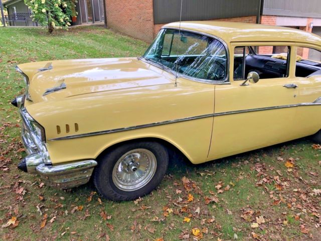 1957 Yellow Chevrolet Bel Air/150/210 Coupe