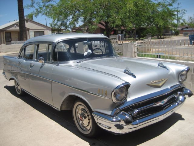 1957 Silver Chevrolet Bel Air/150/210 Sedan