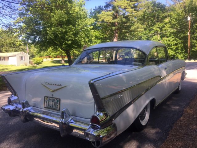 1957 White Chevrolet Bel Air/150/210 Coupe