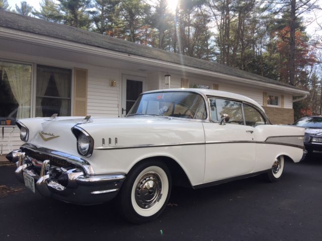 1957 White Chevrolet Bel Air/150/210 Coupe