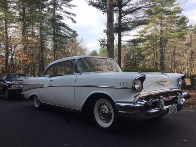 1957 White Chevrolet Bel Air/150/210 Coupe