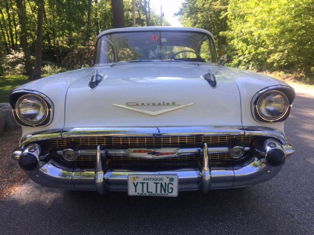 1957 White Chevrolet Bel Air/150/210 Coupe