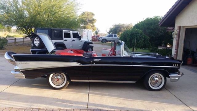 1957 Black Chevrolet Bel Air/150/210 Convertible