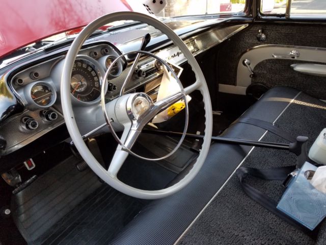 1957 Red Chevrolet Bel Air/150/210 Sedan