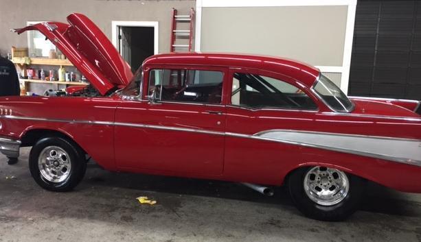 1957 Red Chevrolet Bel Air/150/210 Coupe